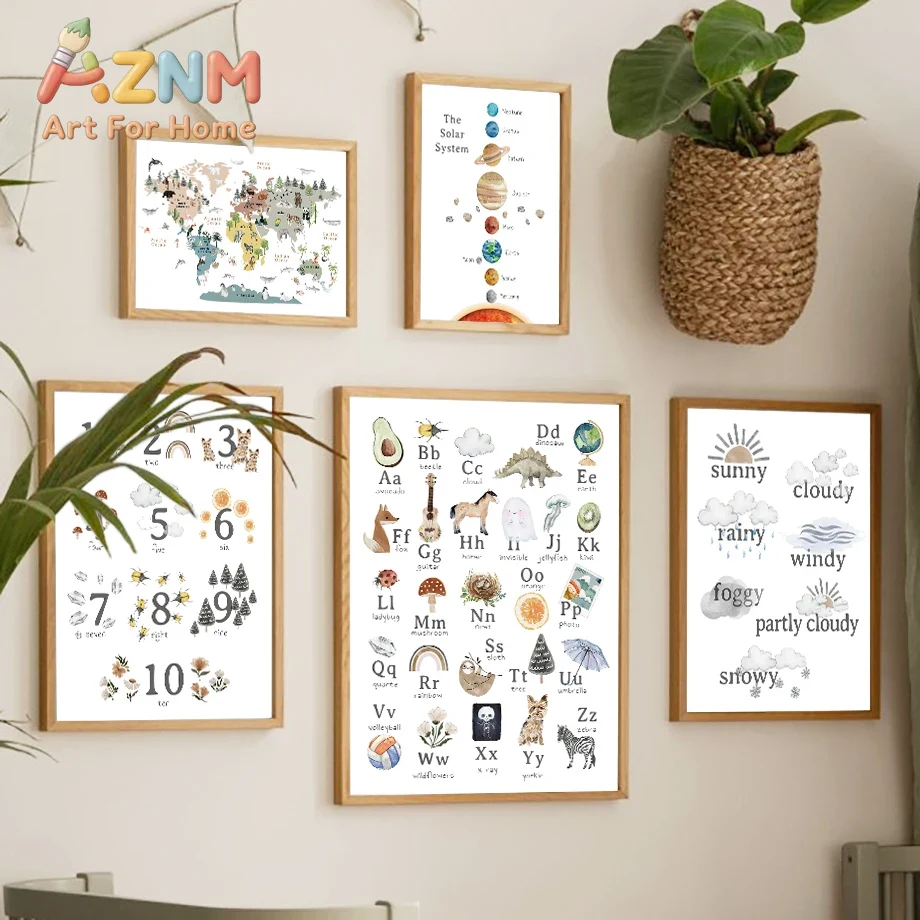 教育用、幼児向け、アルファベット、数字、太陽系、天気、壁掛け - Kids Education Number のレビューと価格
