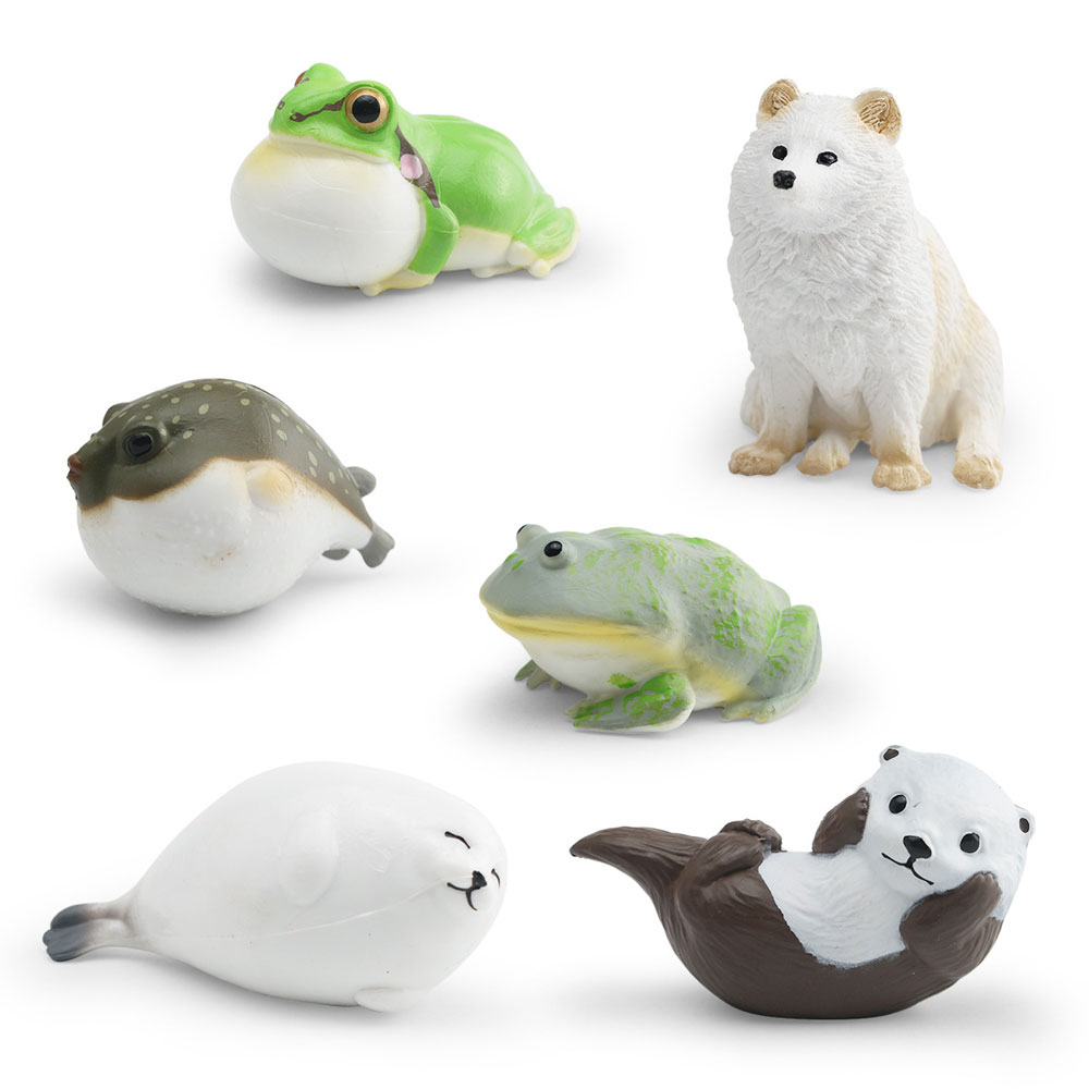 リアルな野生動物フィギュア レインフロッグ カワウソ シール - Kids First Education のレビューと価格